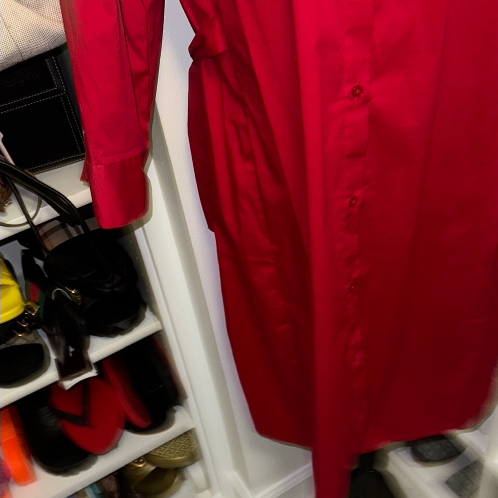 Red Button-Up Dress - Picture 3 of 10